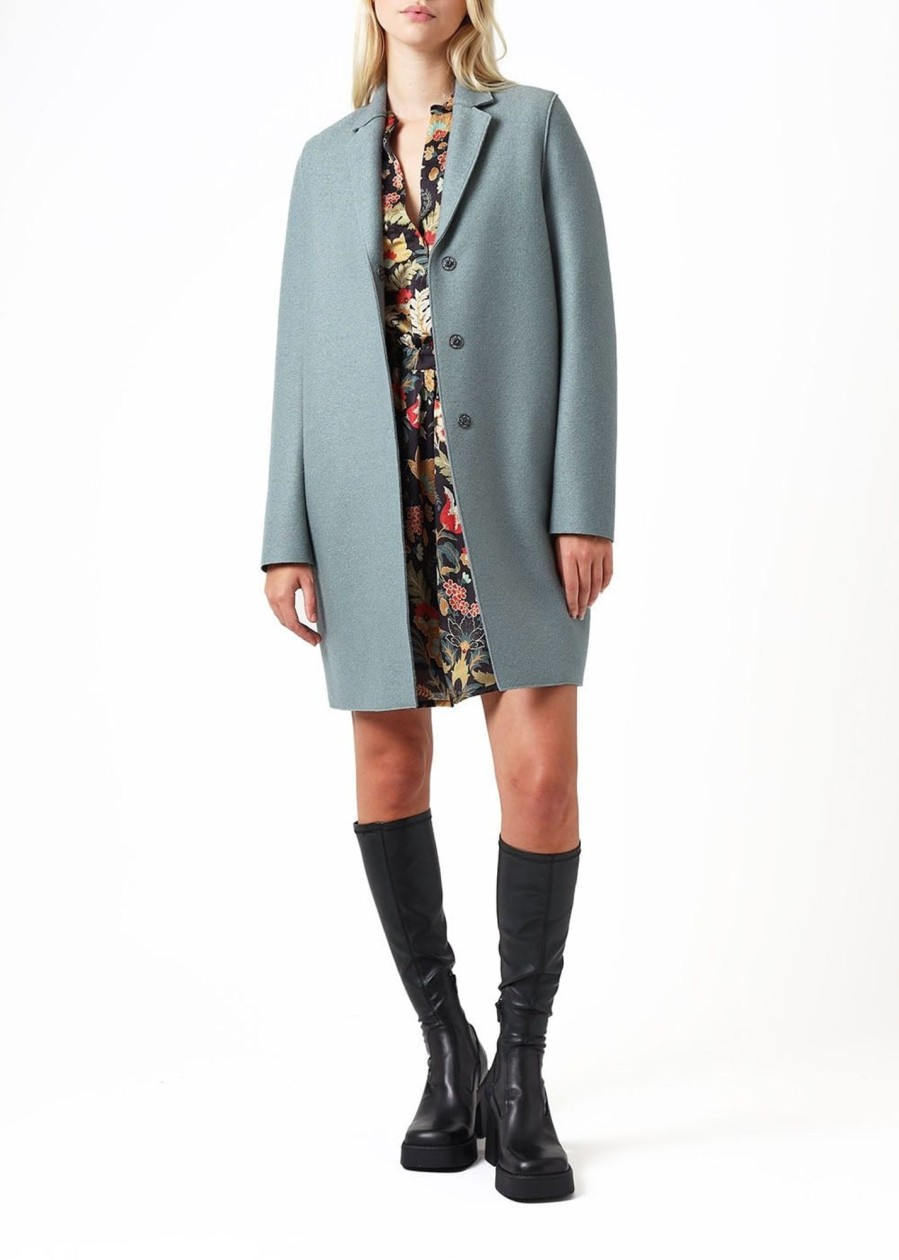 Womens HARRIS WHARF Coats & Jackets | Womens Pressed Wool Cocoon Coat In Laurel