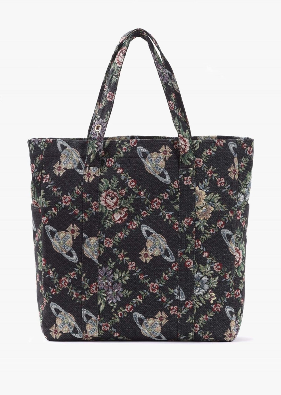 Womens VIVIENNE WESTWOOD Shoulder Bags | Womens Murray Trellis Tapestry Jacquard Tote Bag In Black