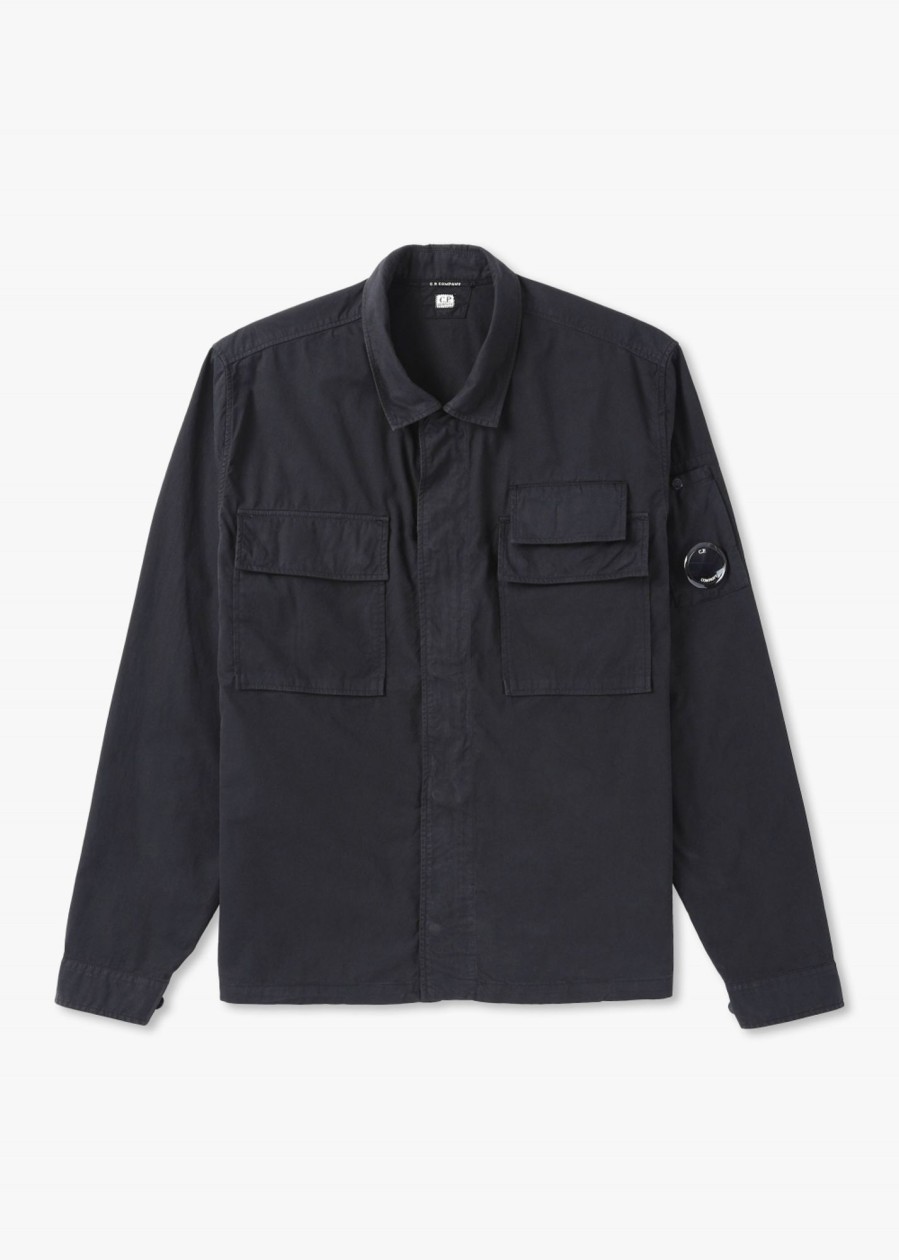 Mens C.P. COMPANY Shirts | Mens Gabardine Shirt Jacket In Black