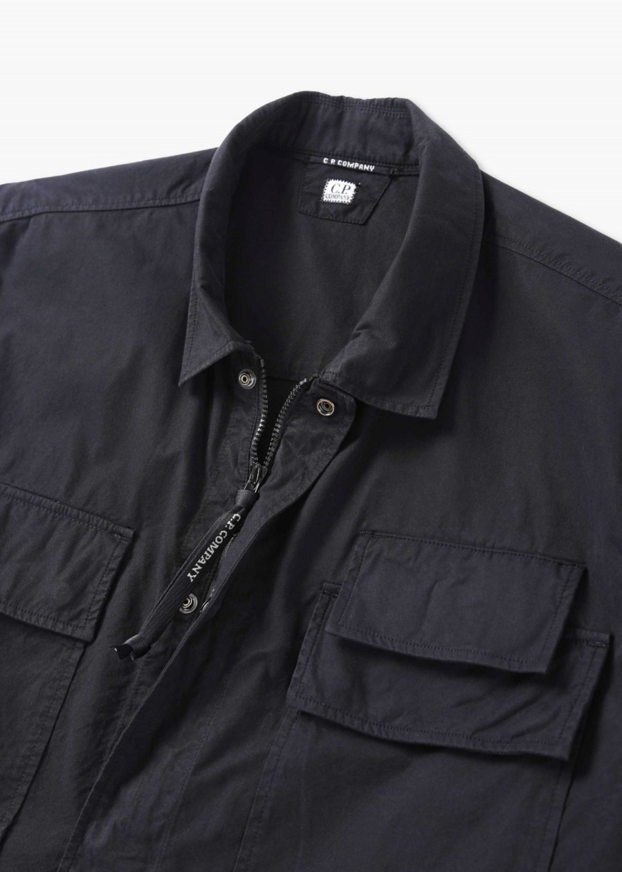 Mens C.P. COMPANY Shirts | Mens Gabardine Shirt Jacket In Black