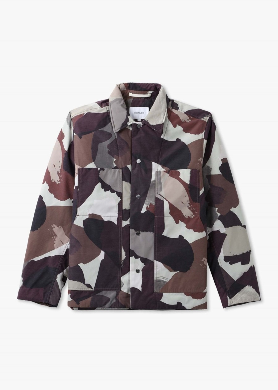 Mens NORSE PROJECTS Coats & Jackets | Mens Pelle Camo Nylon Insulated Jacket In Espresso