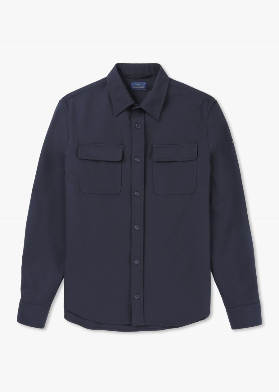 Mens PAUL & SHARK Shirts | Mens Dynamic Stretch Overshirt Jacket In Navy Blue