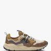 Mens FLOWER MOUNTAIN Trainers | Mens Yamano 3 Suede/Nylon Trainers In Beige-Brown