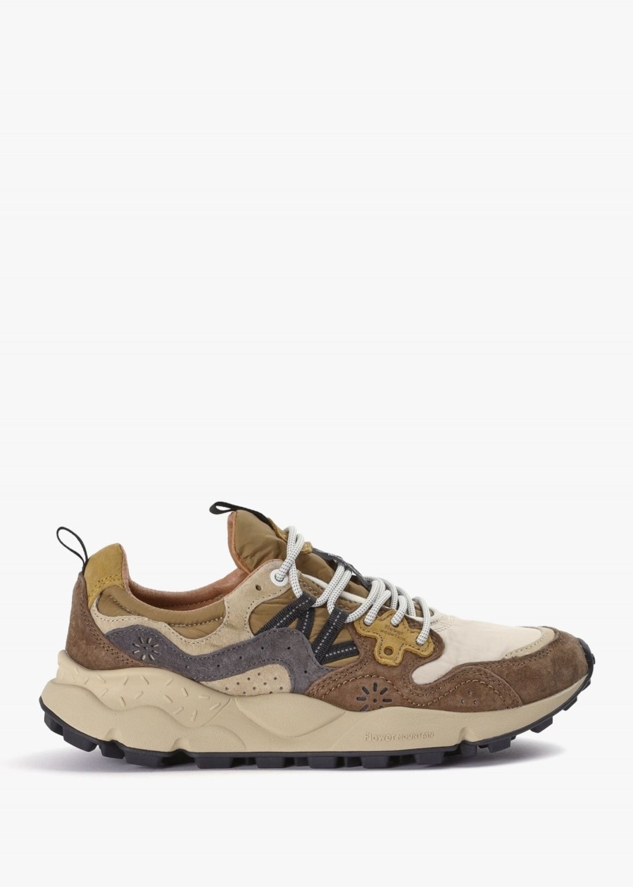 Mens FLOWER MOUNTAIN Trainers | Mens Yamano 3 Suede/Nylon Trainers In Beige-Brown