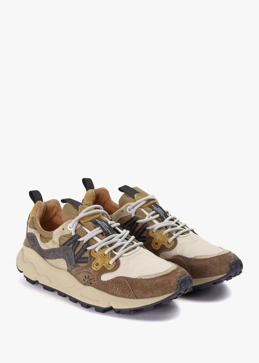 Mens FLOWER MOUNTAIN Trainers | Mens Yamano 3 Suede/Nylon Trainers In Beige-Brown