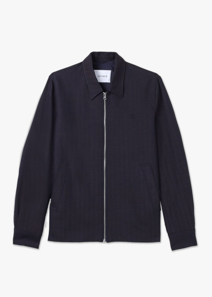 Mens LES DEUX Coats & Jackets | Mens Como Coach Herringbone Jacket In Navy