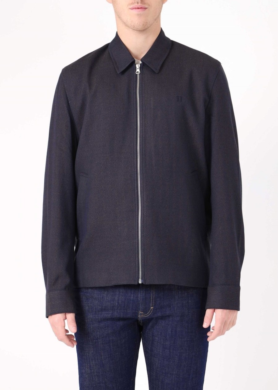 Mens LES DEUX Coats & Jackets | Mens Como Coach Herringbone Jacket In Navy