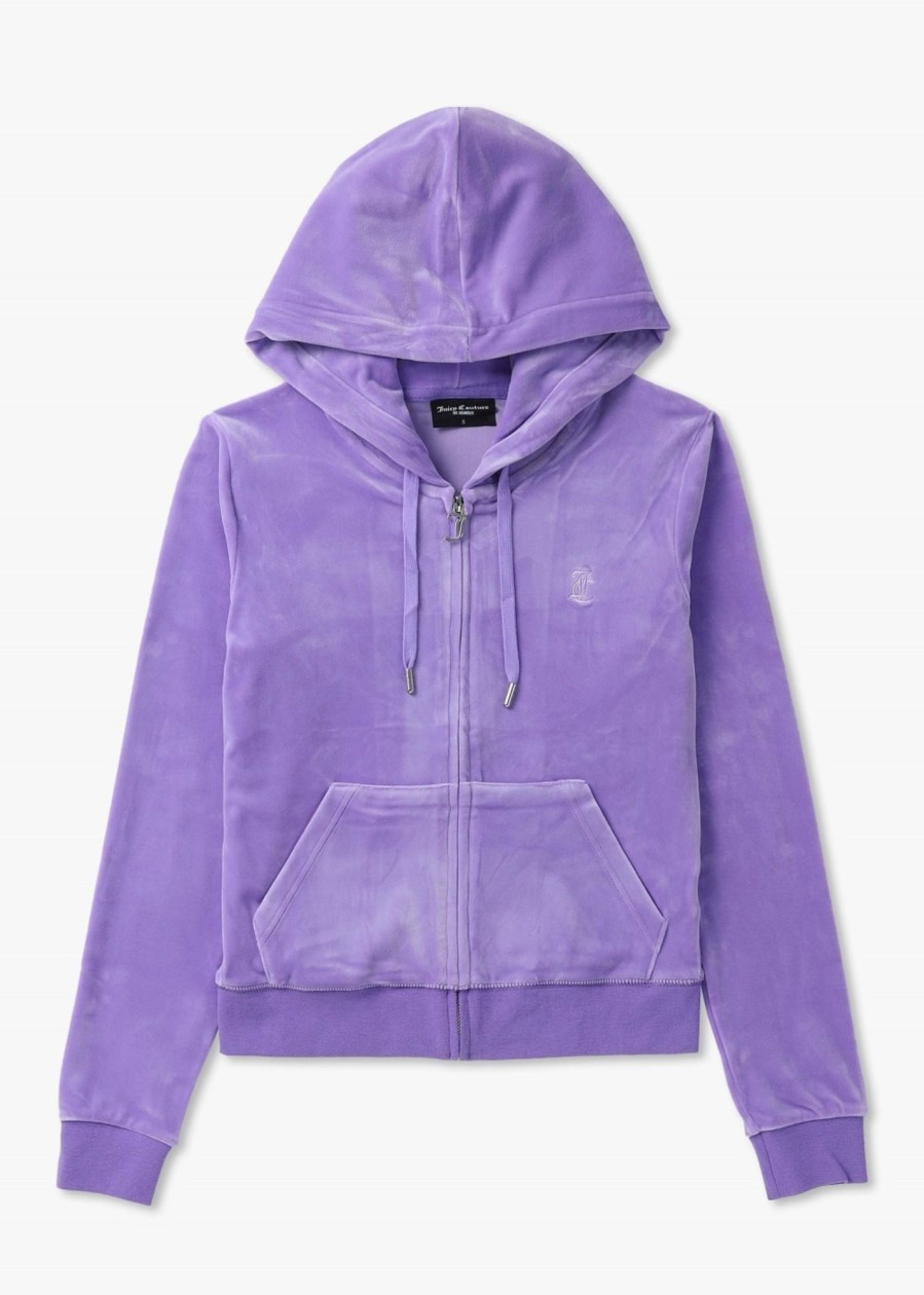 Womens JUICY COUTURE Sweatshirts & Hoodies | Womens Robertson Classic Zip Up Hoodie In Purple