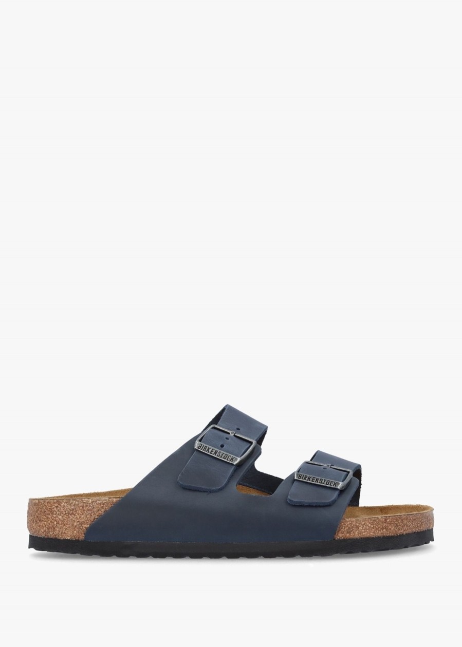 Mens BIRKENSTOCK Slides | Mens Arizona Oiled Leather Sandals In Blue