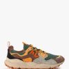 Mens FLOWER MOUNTAIN Trainers | Mens Yamano 3 Suede/Nylon Mesh Trainers In Taupe-Green-Ocra