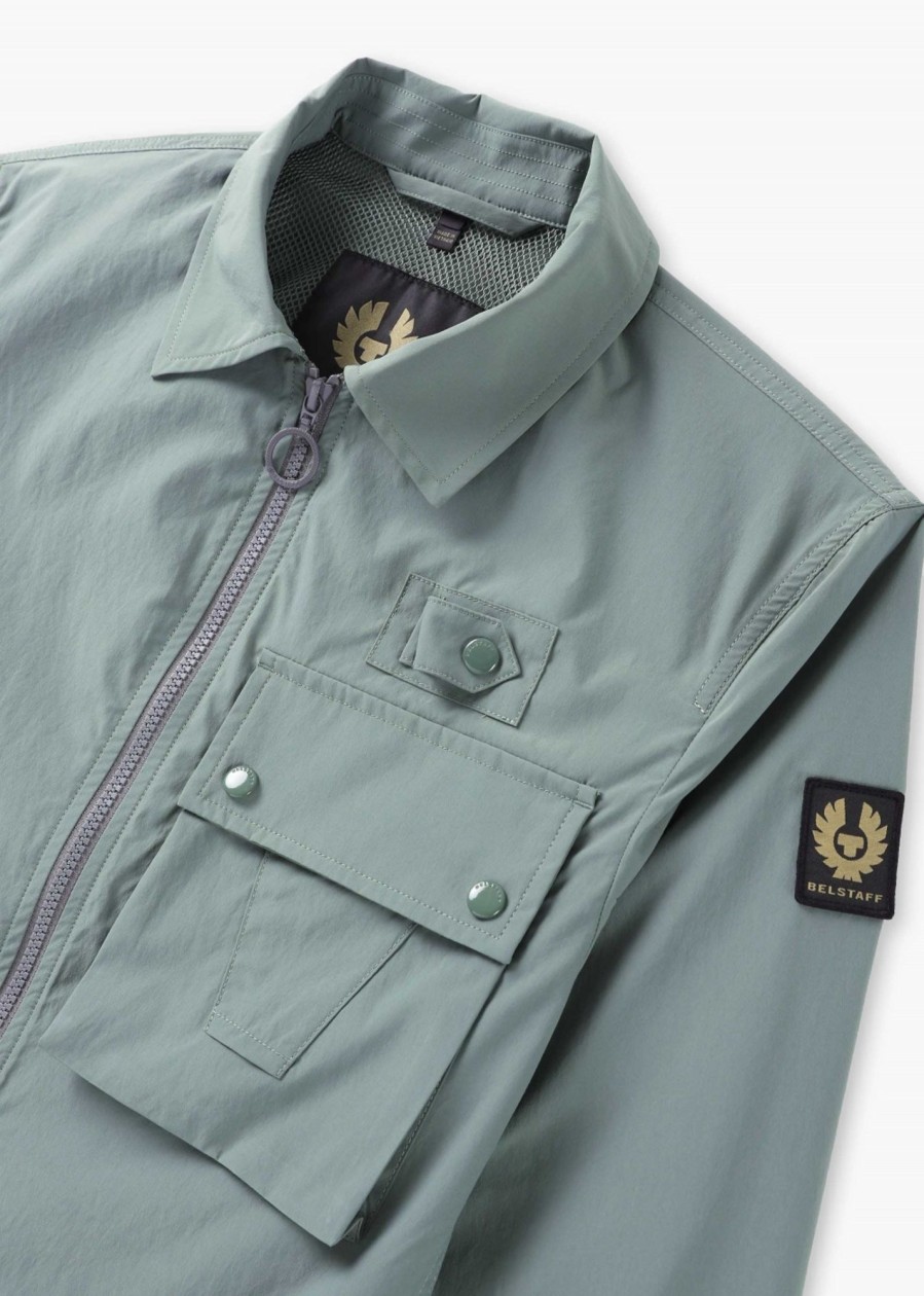 Mens BELSTAFF Shirts | Mens Castmaster Overshirt In Mineral Green