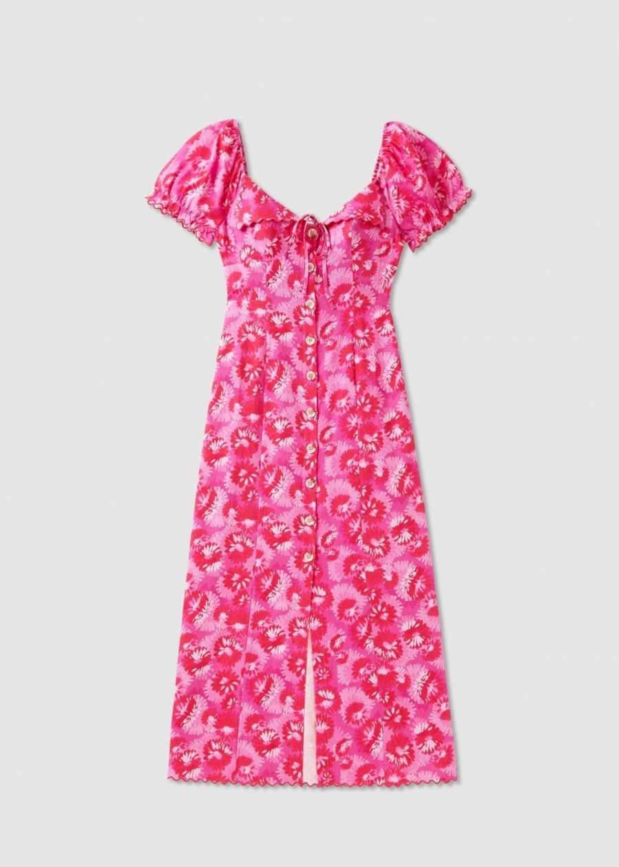 Womens RIXO Dresses | Womens Briella Button Down Dress In Sunflower Fuschia