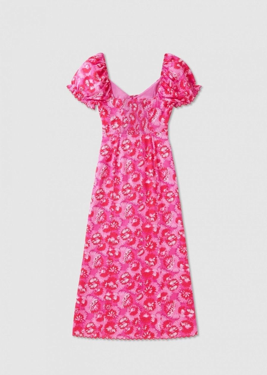 Womens RIXO Dresses | Womens Briella Button Down Dress In Sunflower Fuschia