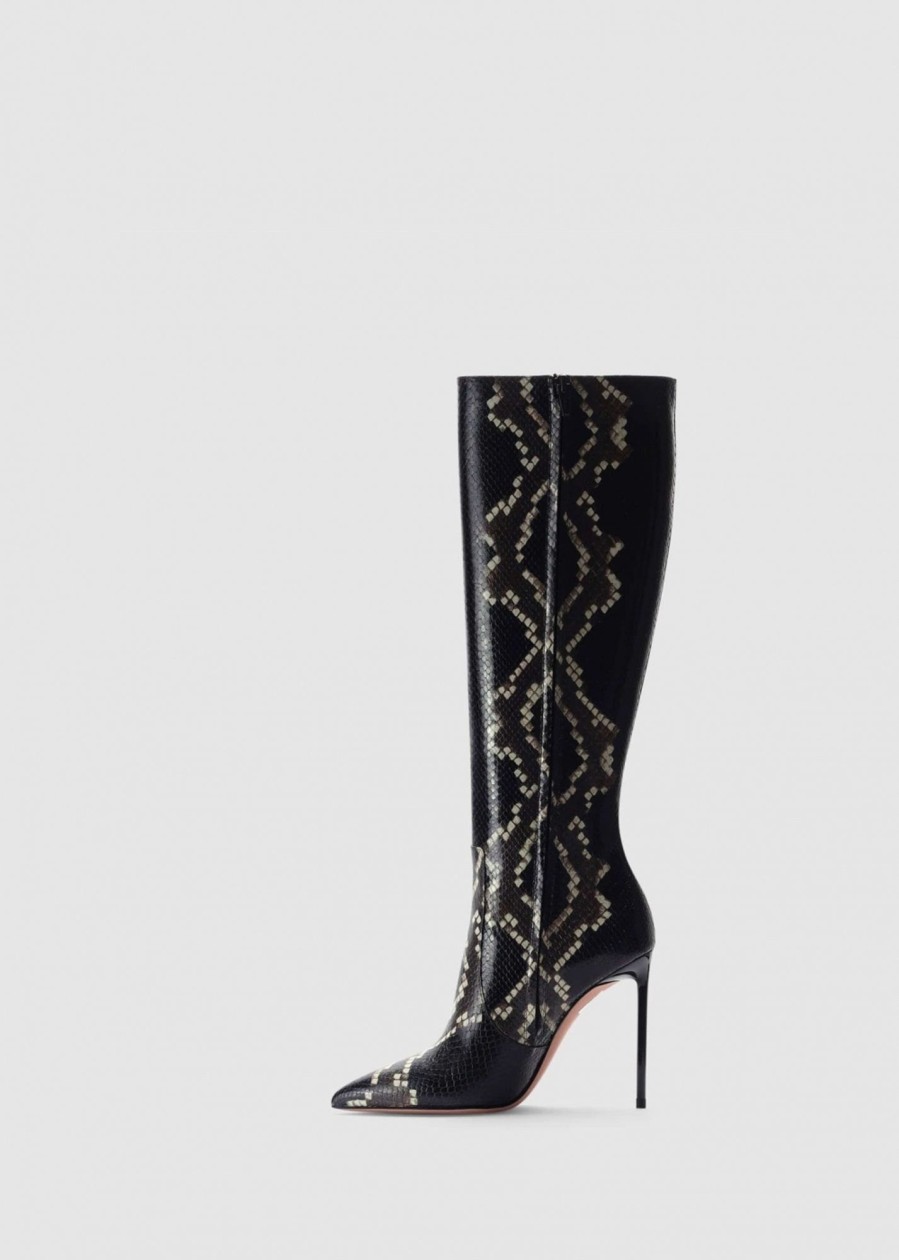 Womens BALLY Boots | Women'S Block Python Print Black Boots