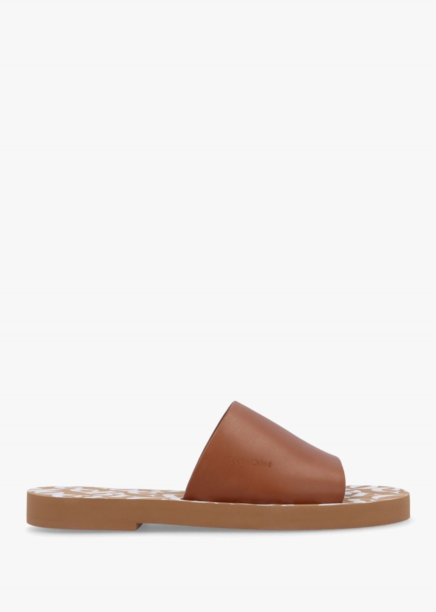 Womens SEE BY CHLOE Sandals | Womens Essie Leather Pool Sliders In Tan