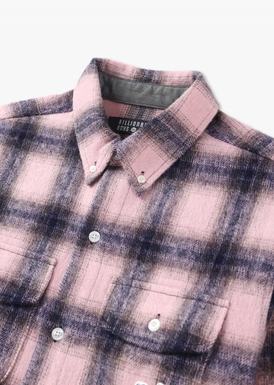 Mens BILLIONAIRE BOYS CLUB Shirts | Mens Check Long Sleeve Shirt In Pink Check