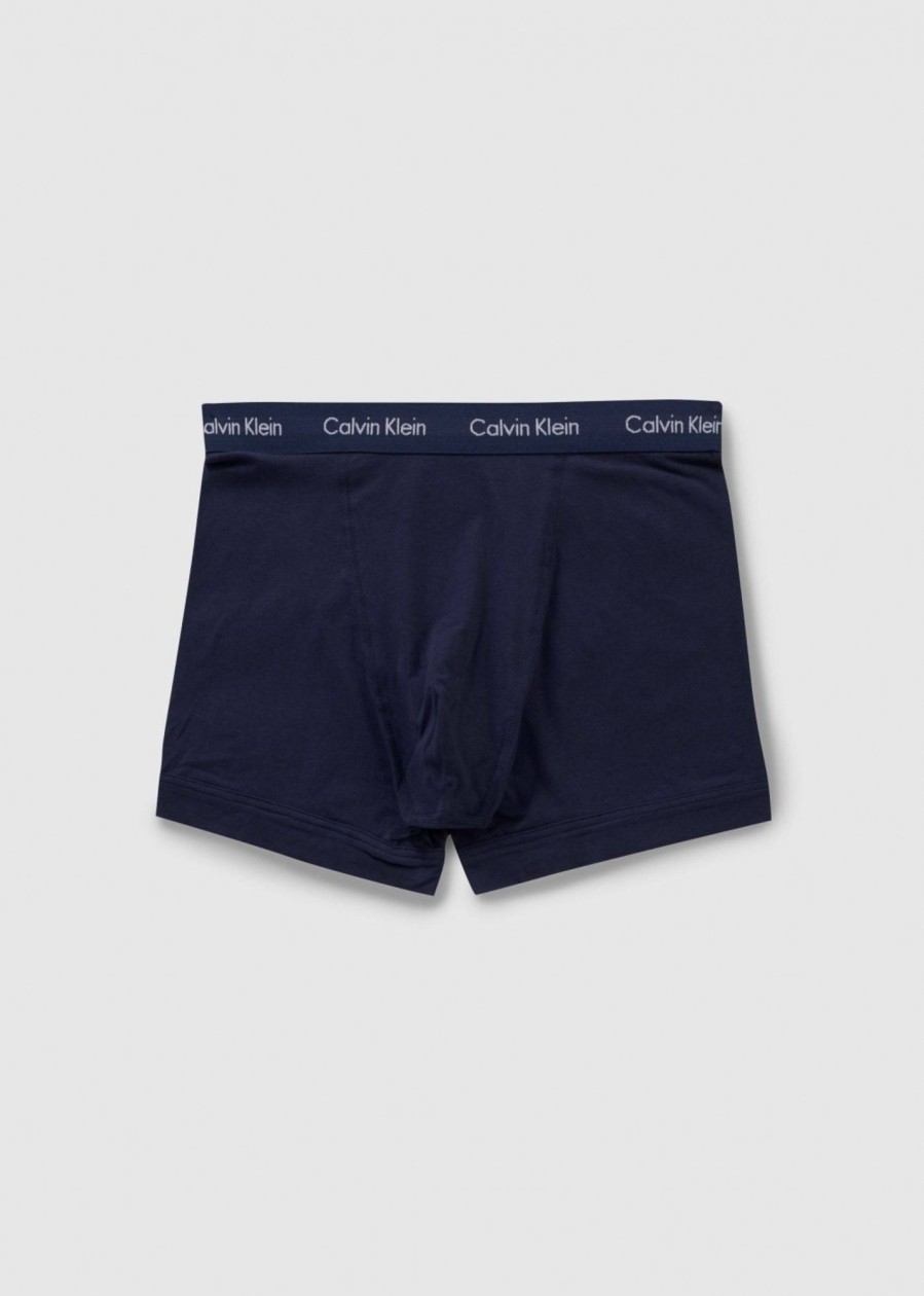 Mens CALVIN KLEIN Underwear | Mens Underwear 3 Pack Trunks In Black/Blue/Blue