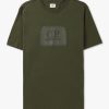 Mens C.P. COMPANY T-Shirts | Mens 30/1 Jersey Label Style Logo T-Shirt In Ivy Green