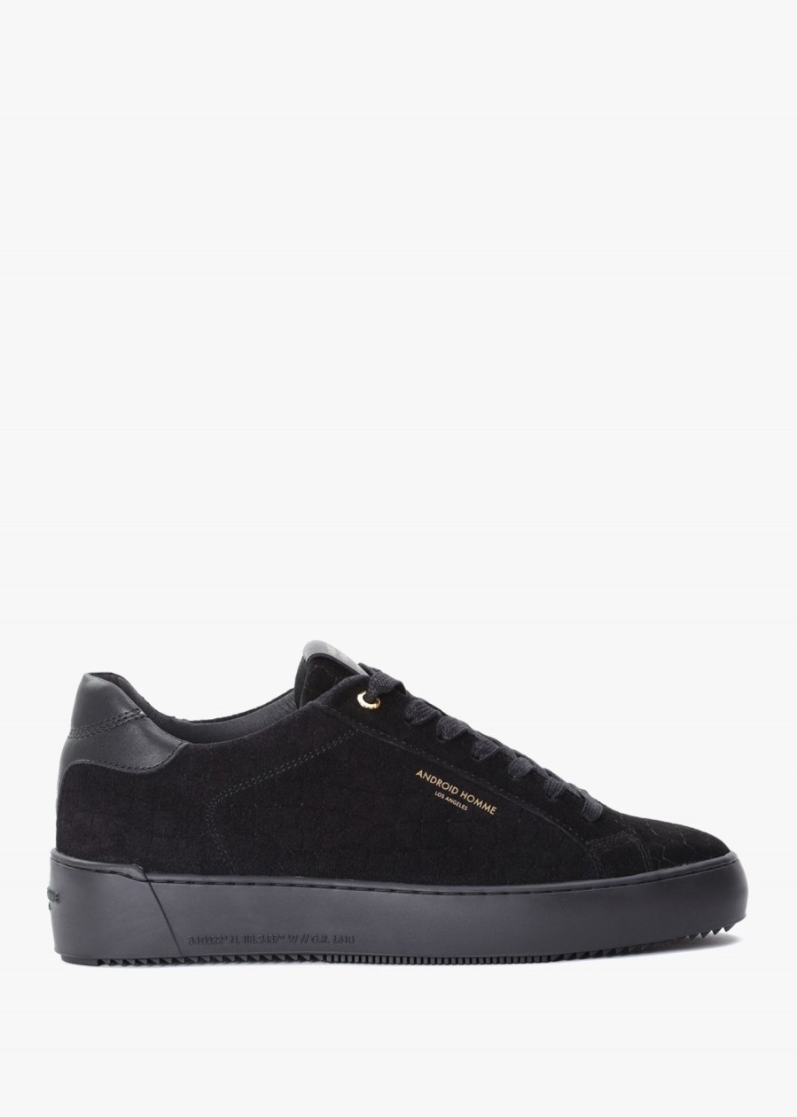 Mens ANDROID HOMME Trainers | Mens Zuma Caiman Croc Suede Trainers In Black