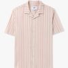 Mens WAX LONDON Shirts | Mens Didcot Pastel Stripe Short Sleeve Shirt In Pink