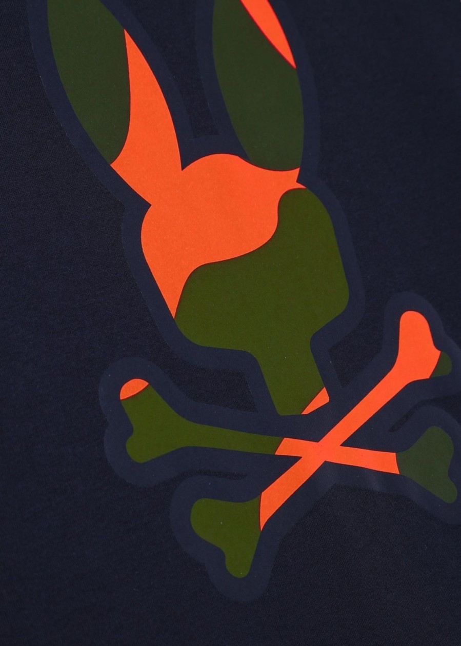 Mens PSYCHO BUNNY T-Shirts | Mens Plano Camo Print Graphic T-Shirt In Navy