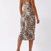 Womens GOOD AMERICAN Dresses | Womens Printed Satin Cowl Midi In Rose Cheetah