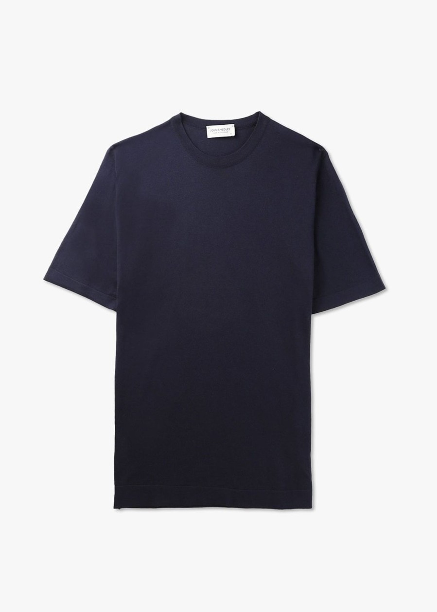 Mens JOHN SMEDLEY T-Shirts | Mens Lorca Welted T-Shirt In Navy