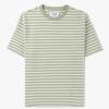 Mens WAX LONDON T-Shirts | Mens Dean Stripe T-Shirt In Sage Ecru