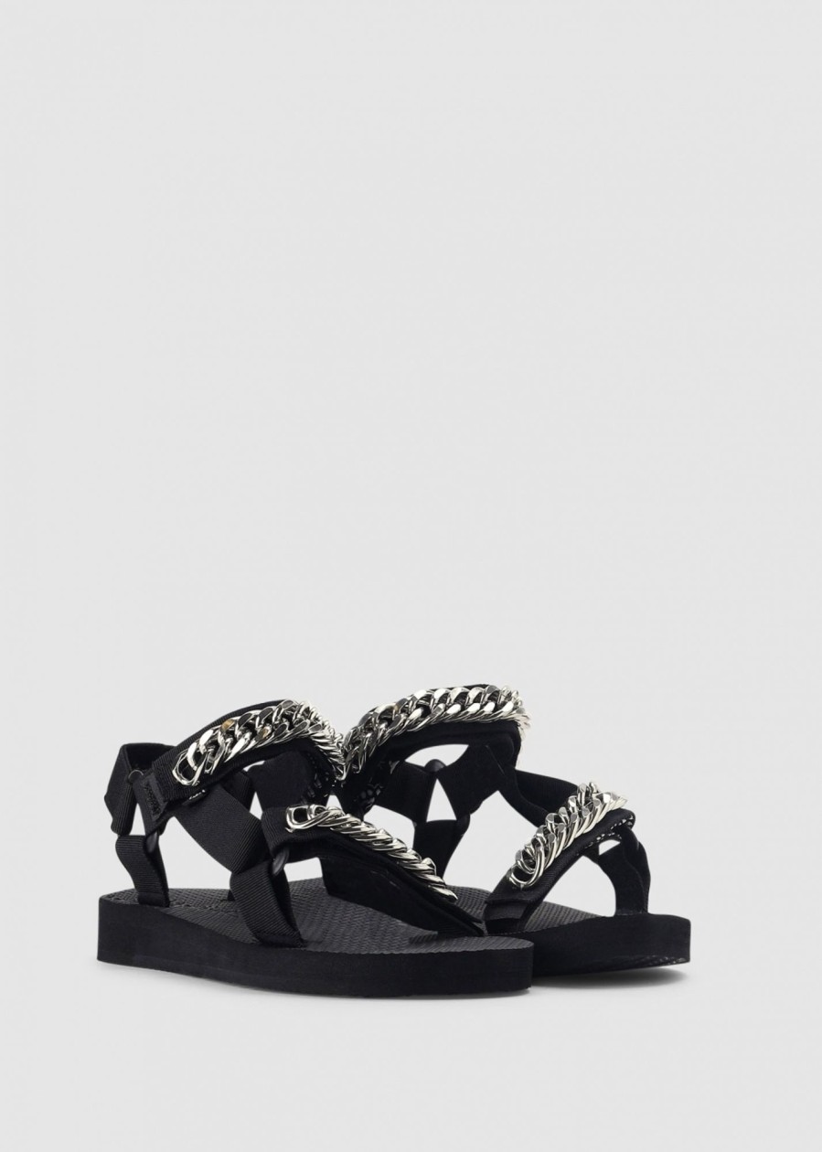 Womens ARIZONA LOVE Sandals | Womens Trekky Chain Embellished Sandal In Silver