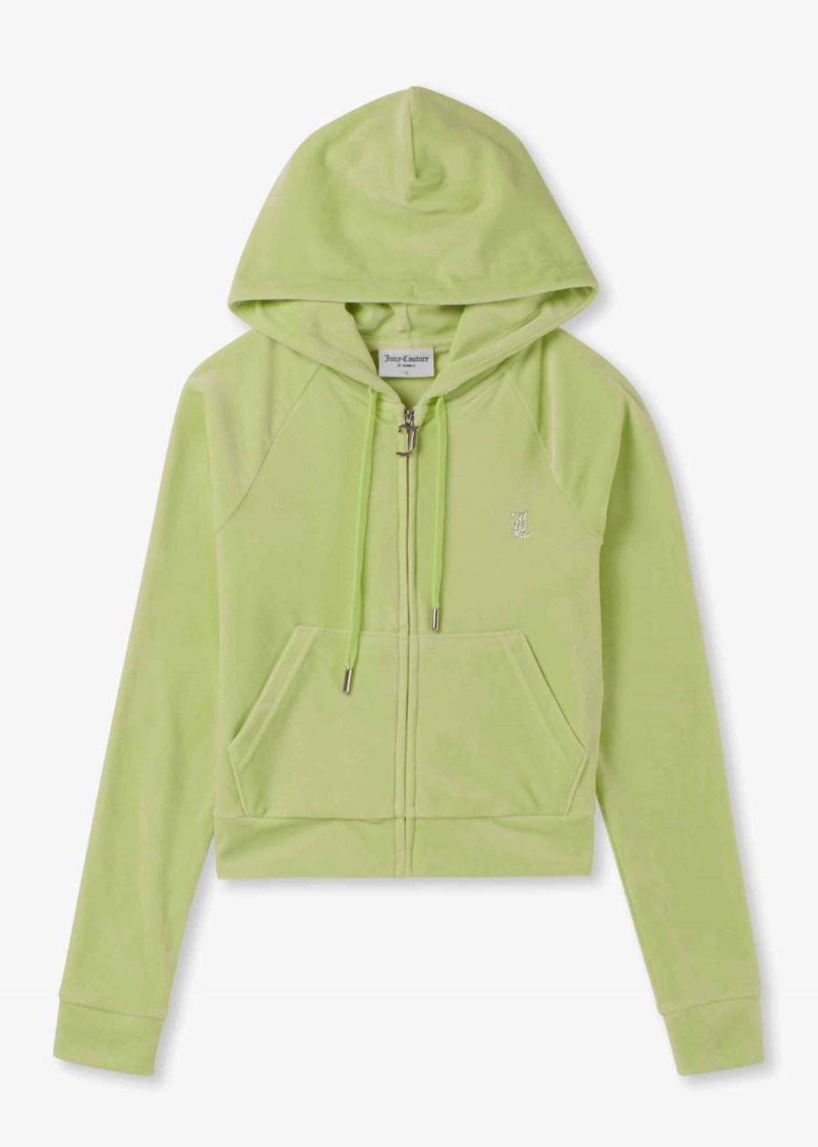 Womens JUICY COUTURE Sweatshirts & Hoodies | Womens Madison Hoodie With Diamonte In Butterfly Green