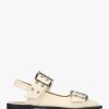 Womens GANNI Flats | Womens Feminine Buckle Ballerina Flats In Patent Egret White