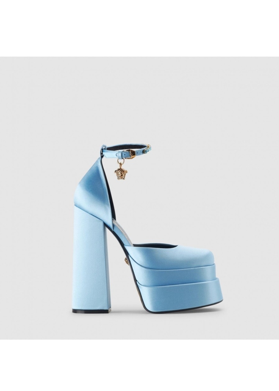 Womens VERSACE Heels | Womens Medusa Aevitas Platform Heels In Blue