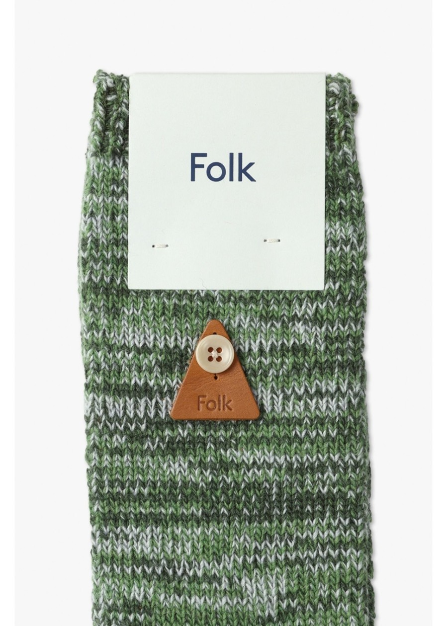 Mens FOLK Socks | Mens Wool Melange Sock In Olive Green