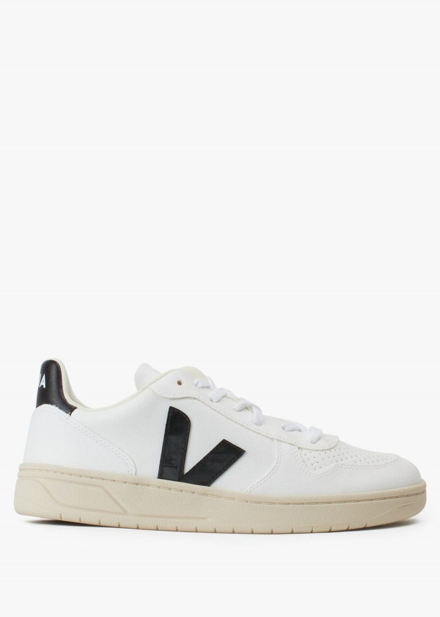 Mens VEJA Trainers | Mens V-10 Trainers In White Black