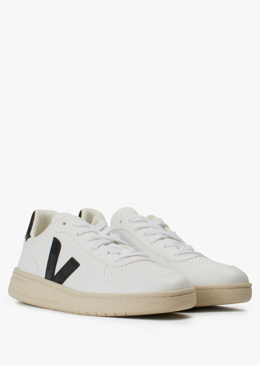 Mens VEJA Trainers | Mens V-10 Trainers In White Black