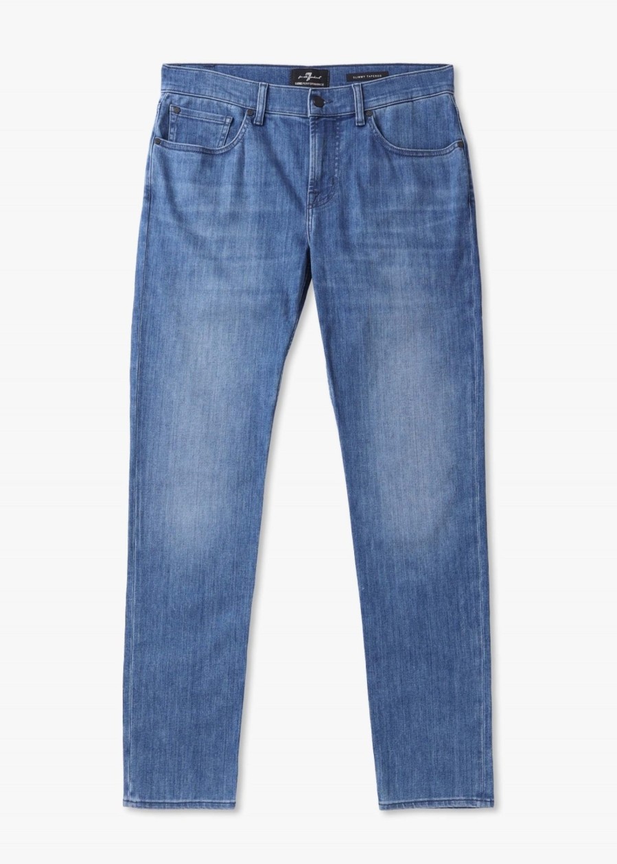 Mens 7 FOR ALL MANKIND Jeans | Mens Luxe Performance Eco Jeans Slim In Mid Blue