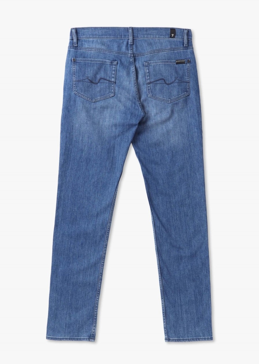 Mens 7 FOR ALL MANKIND Jeans | Mens Luxe Performance Eco Jeans Slim In Mid Blue