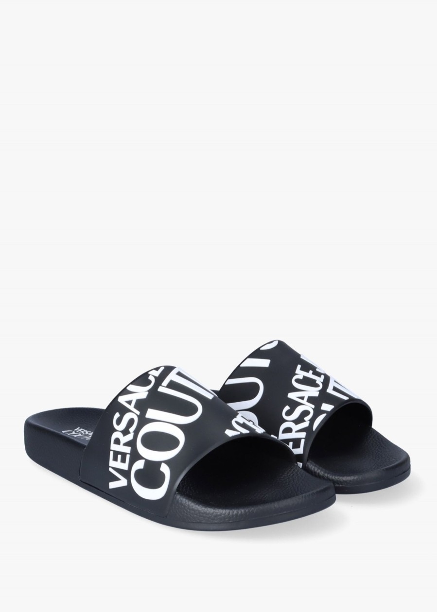 Mens VERSACE JEANS COUTURE Slides | Mens Fondo Logo Sliders In Black