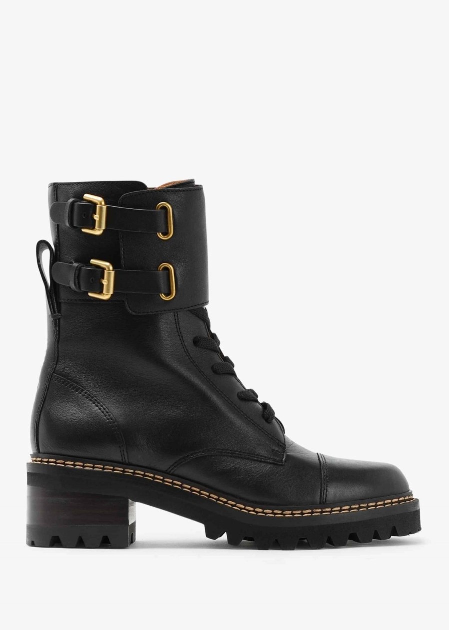 Womens SEE BY CHLOE Gifting | Womens Mallory Buckled Biker Boot In Black