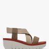 Womens FLY LONDON Sandals | Womens Yabi Leather Mid Wedge Sandals In Multi Beige Brick