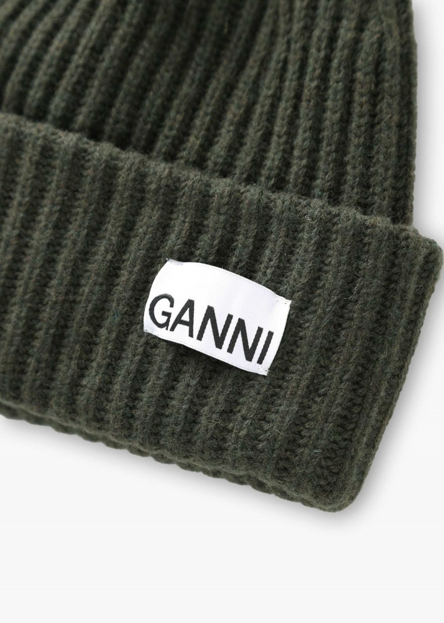 Womens GANNI Gifting | Womens Structured Rib Beanie In Kalamata Green