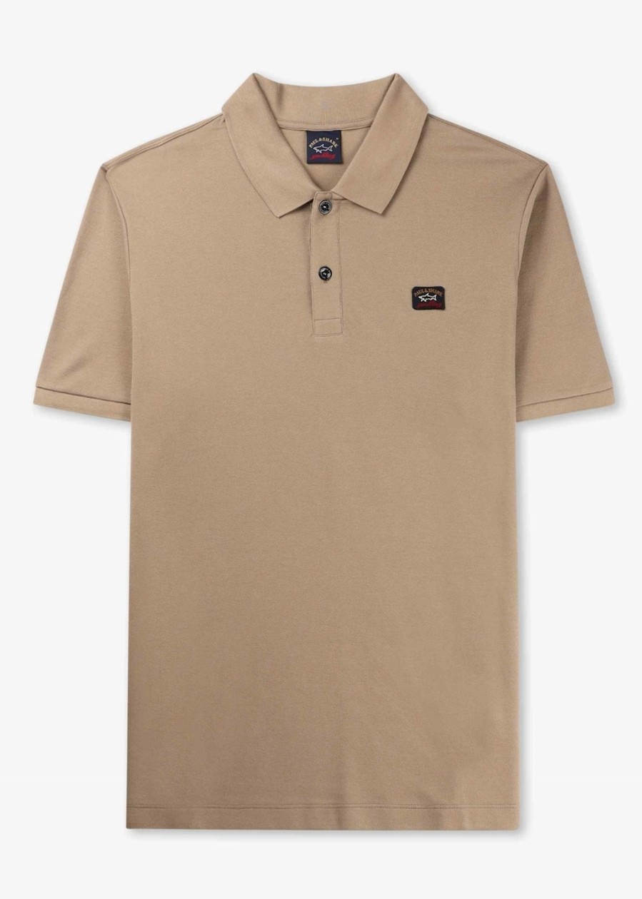 Mens PAUL & SHARK Polo Shirts | Mens Cotton Pique Polo Shirt With Iconic Badge In Neutral