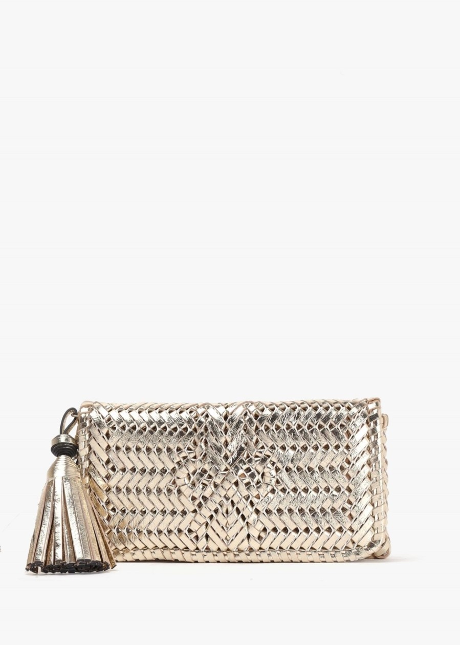 Womens ANYA HINDMARCH Clutch Bags | Womens Neeson Tassel Leather Clutch Bag In Gold