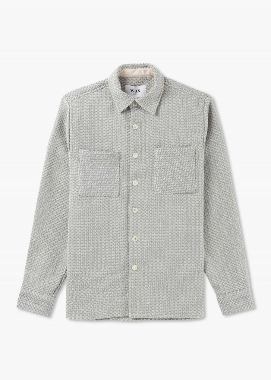 Mens WAX LONDON Shirts | Mens Whiting Overshirt In Blue Ecru