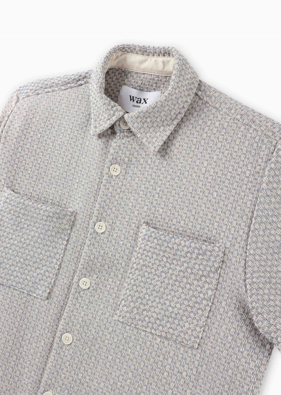 Mens WAX LONDON Shirts | Mens Whiting Overshirt In Blue Ecru