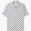 Mens WAX LONDON Shirts | Mens Didcot Ditsy Tile Short Sleeve Shirt In Ecru