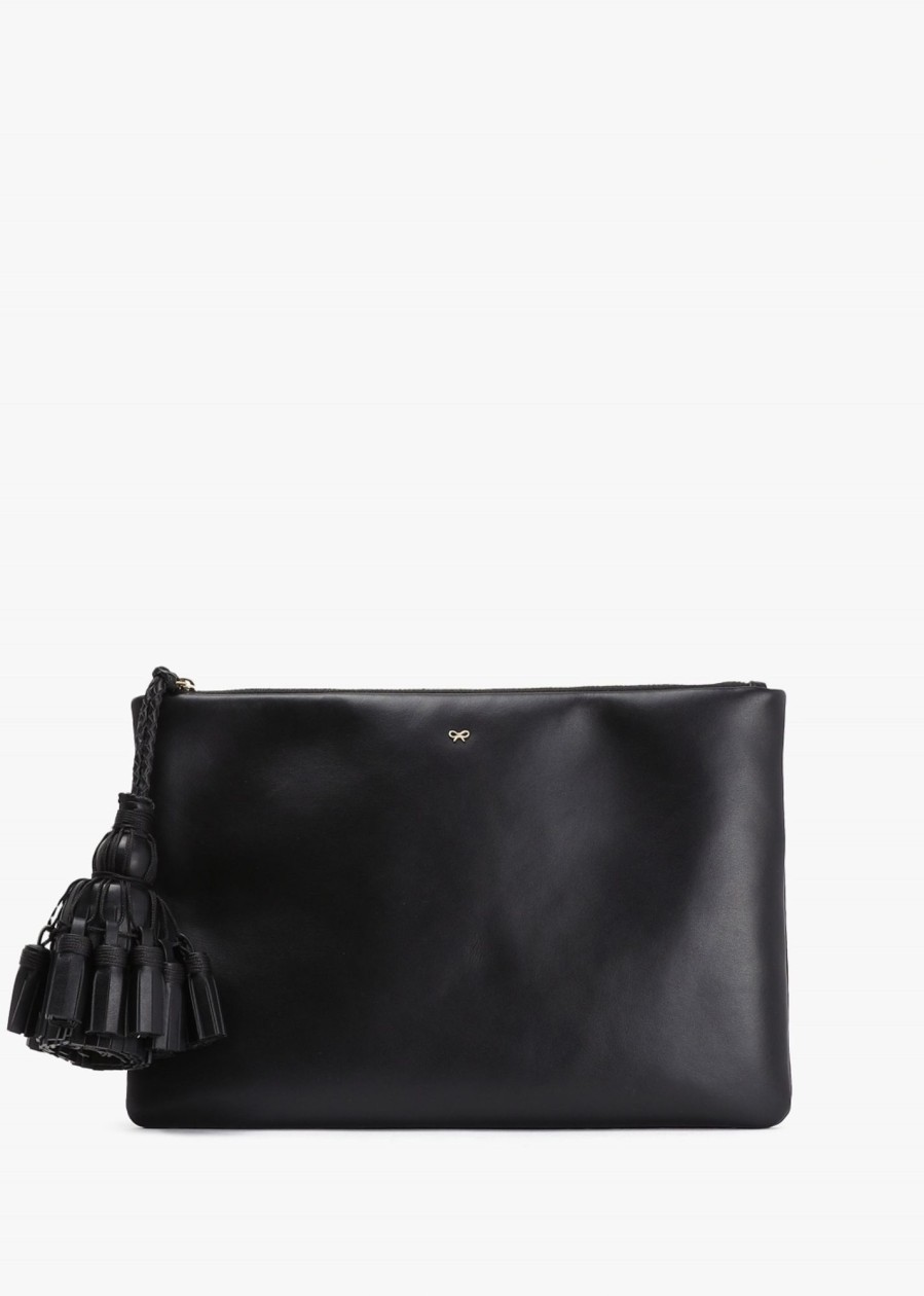 Womens ANYA HINDMARCH Clutch Bags | Womens Georgiana Leather Cutch Bag In Black