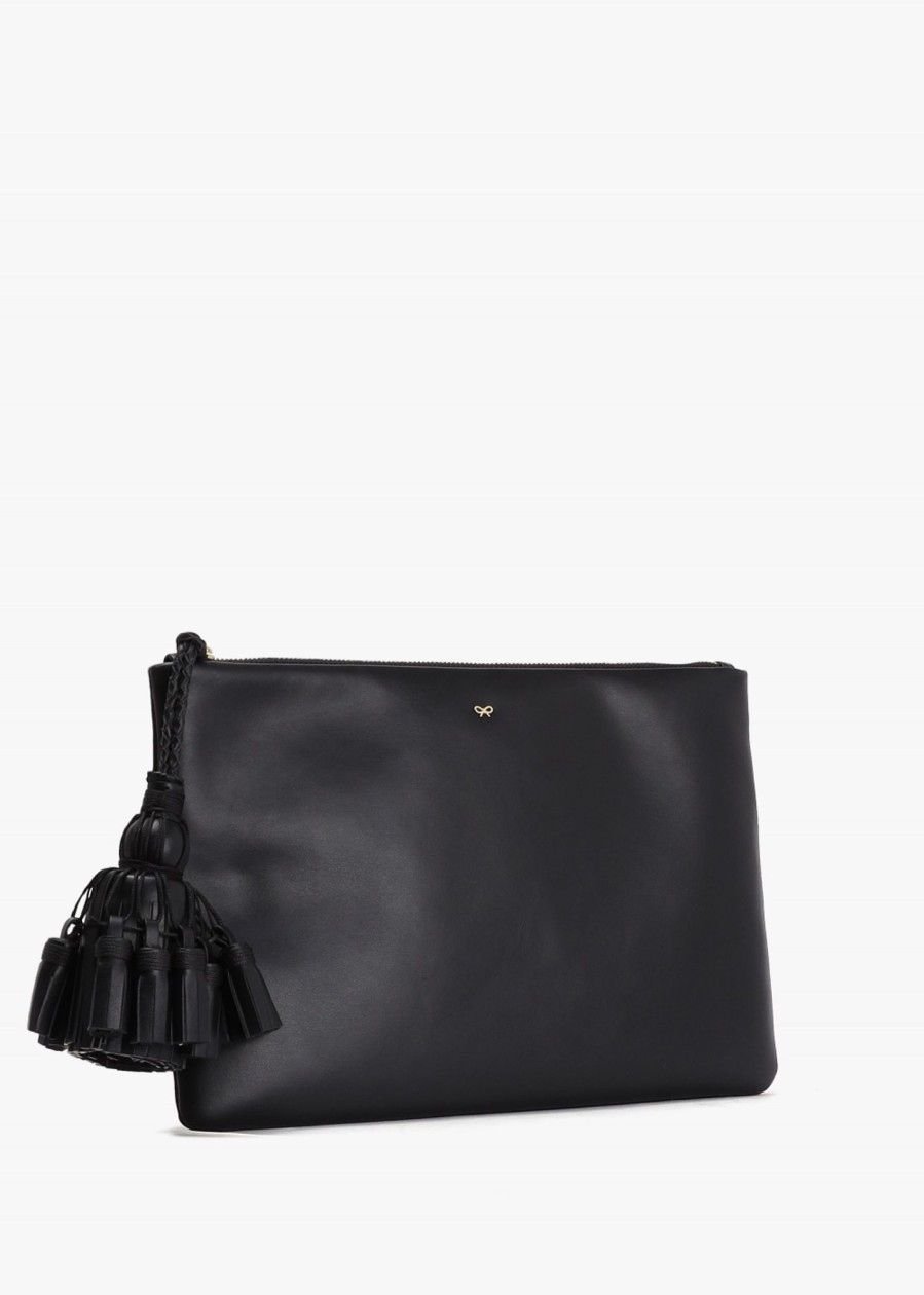 Womens ANYA HINDMARCH Clutch Bags | Womens Georgiana Leather Cutch Bag In Black