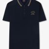 Mens PAUL & SHARK Polo Shirts | Mens Cotton Pique Polo Shirt With Reflective Print In Navy