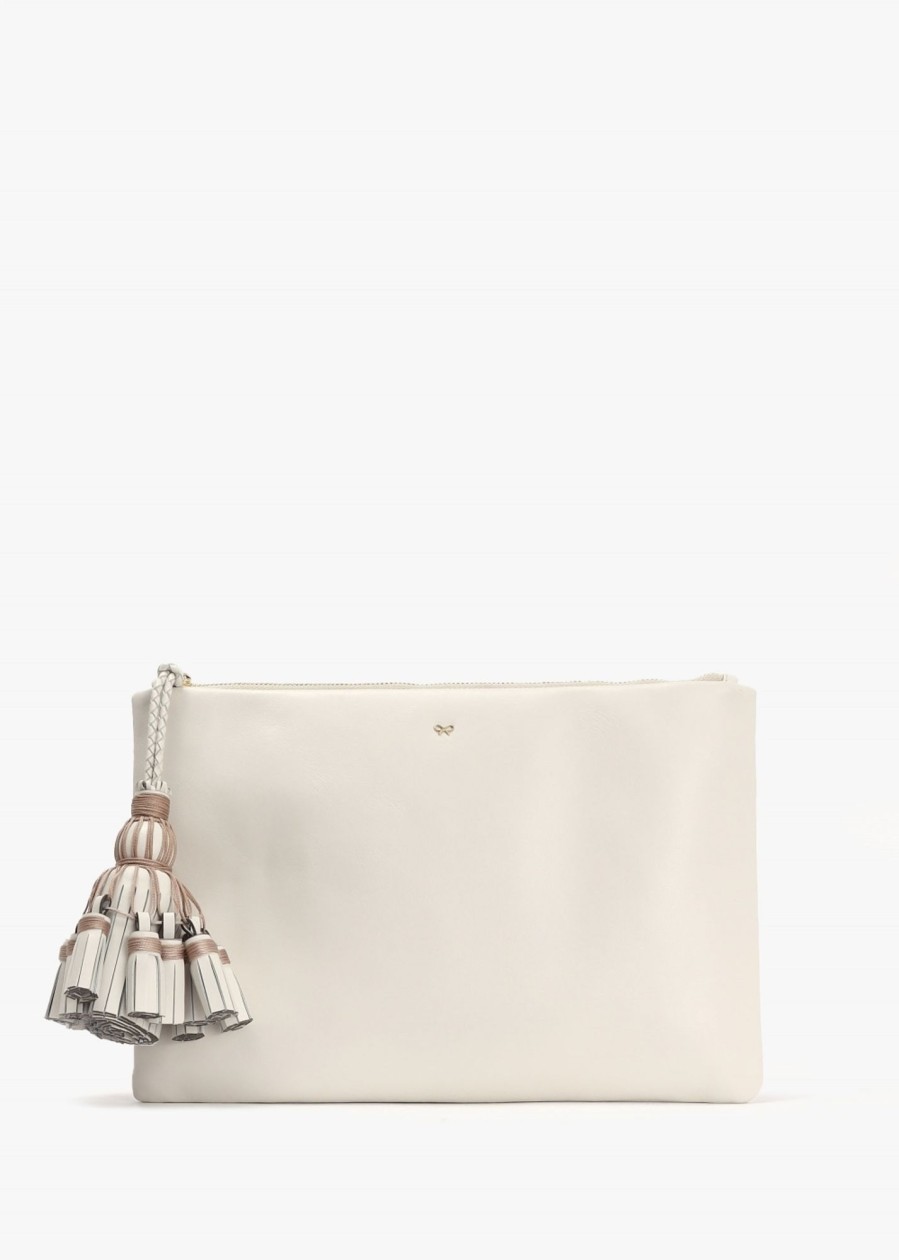 Womens ANYA HINDMARCH Clutch Bags | Womens Georgiana Leather Cutch Bag In Chalk